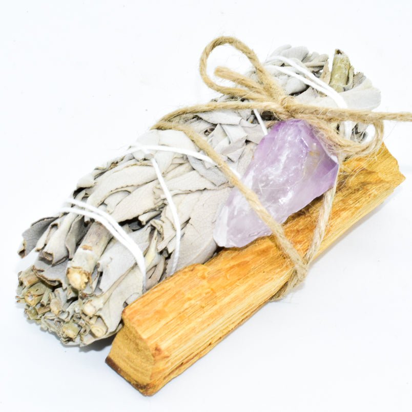 Palo Santo, Sage & Crystal Smudging Bundle - Moonlight Medicine