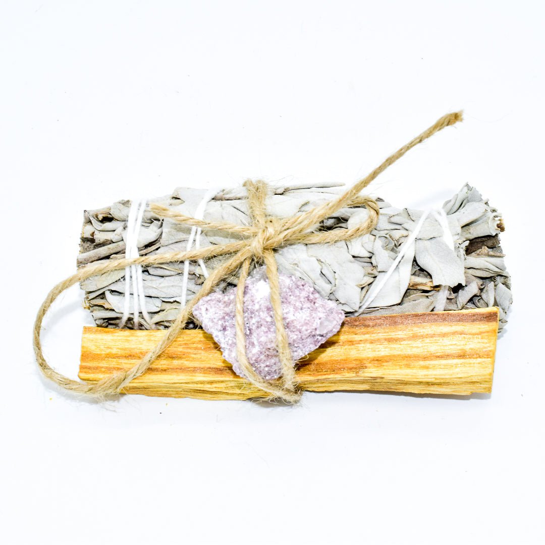 Palo Santo, Sage & Crystal Smudging Bundle - Moonlight Medicine