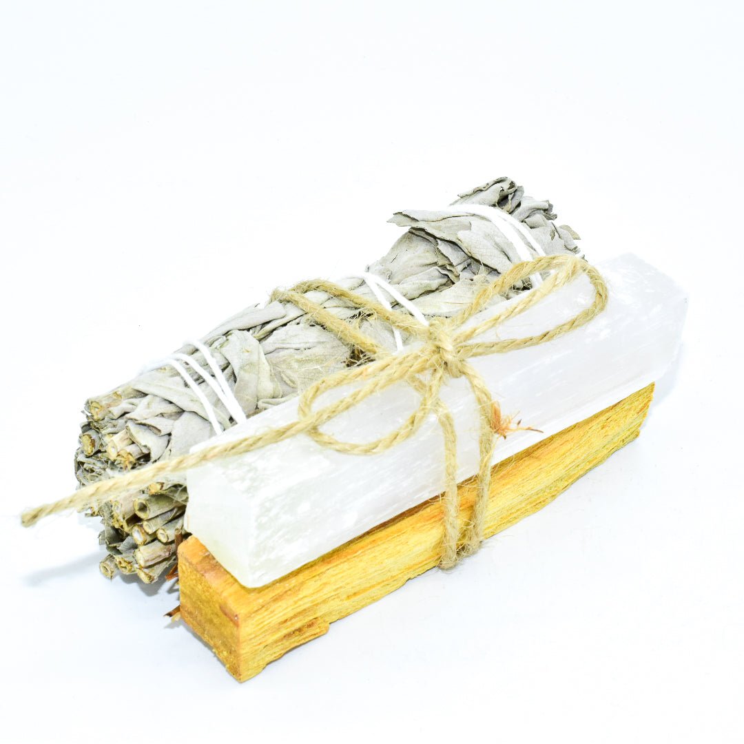 Palo Santo, Sage & Crystal Smudging Bundle - Moonlight Medicine