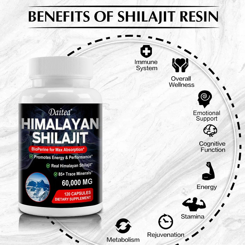 Himalayan Shilajit Capsules - Contains 85+ Trace Minerals, Helps with Nutrient Absorption, Supports The Digestive System