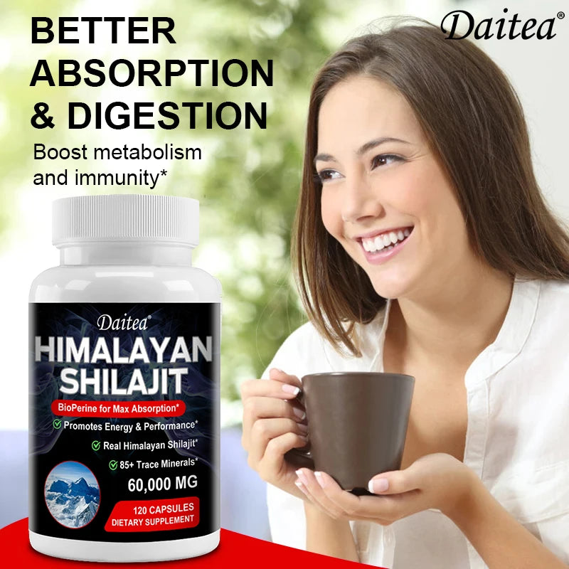 Himalayan Shilajit Capsules - Contains 85+ Trace Minerals, Helps with Nutrient Absorption, Supports The Digestive System
