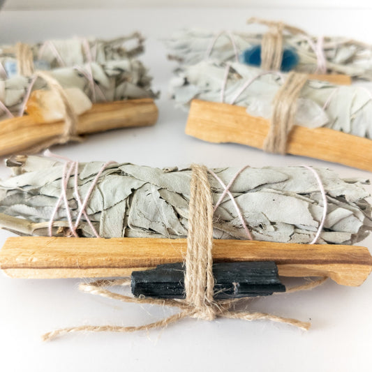 Palo Santo, Sage & Crystal Smudging Bundle - Moonlight Medicine